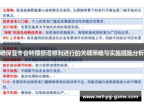 确保亚冬会转播报道顺利进行的关键策略与实施措施分析 确保亚冬会转播报道顺利进行的关键策略与实施措施分析